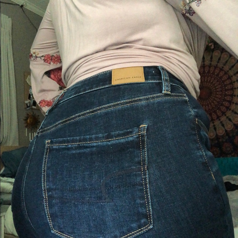 high rise dark wash jeans